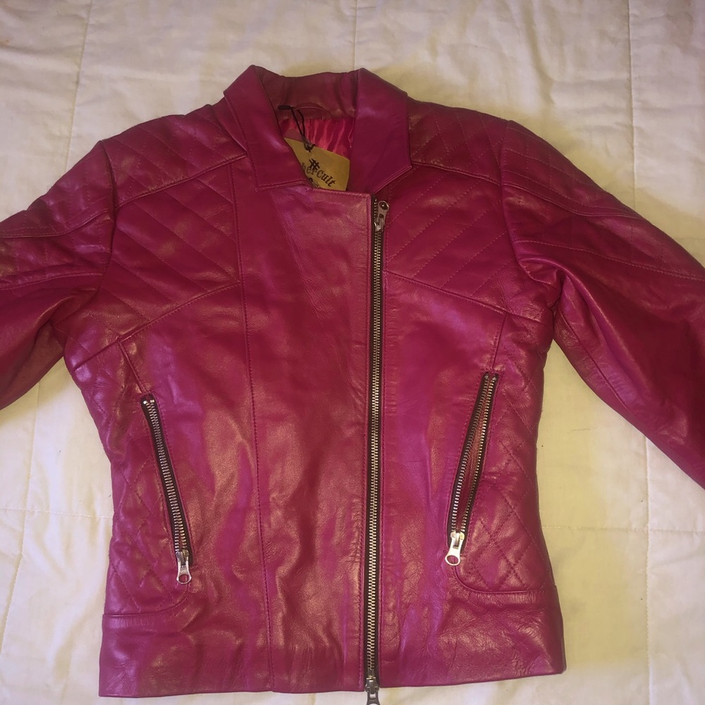 Pink Leather Insulated Jacket by LeatherCulture